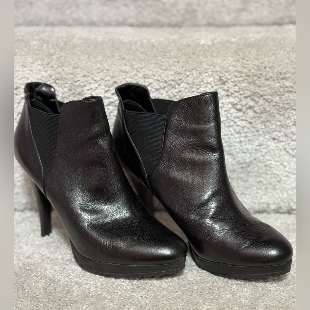 Jessica Simpson Black Genuine Leather Platform Stiletto 4” Heel Size 6.5 B